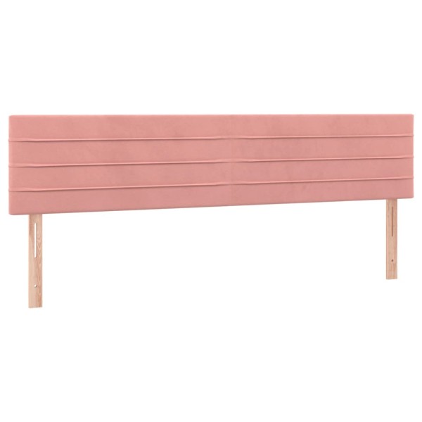 Cama box spring colchón y LED terciopelo rosa 200x200 cm