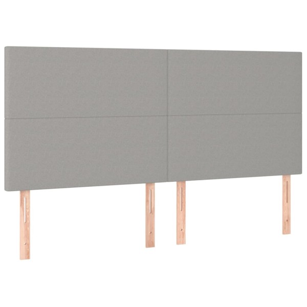 Cama box spring con colchón tela y LED gris claro 200x200 cm