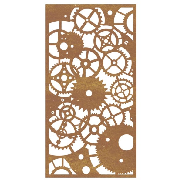 Adorno de pared de jardín acero corten rueda dentada 105x55 cm