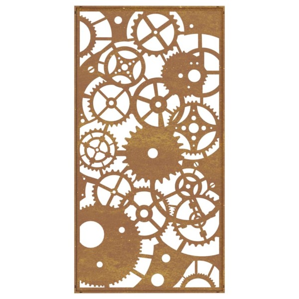 Adorno de pared de jardín acero corten rueda dentada 105x55 cm