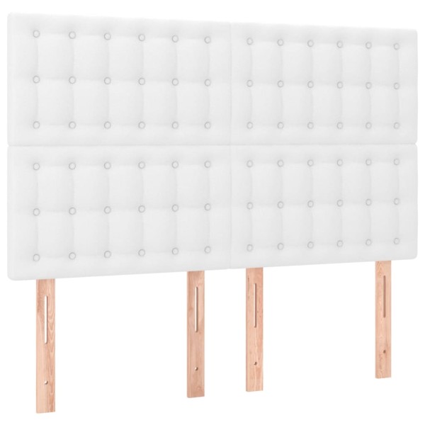 Cama box spring colchón y LED cuero sintético blanco 140x190 cm