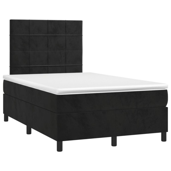 Cama box spring colchón y LED terciopelo negro 120x200 cm