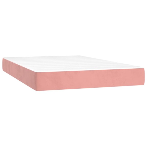 Cama box spring colchón y LED terciopelo rosa 120x200 cm