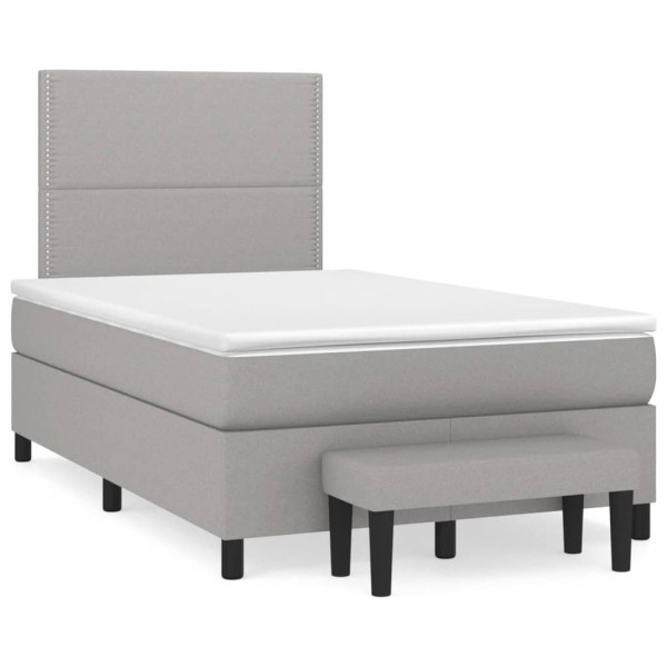 Cama box spring con colchón tela gris claro 120x200 cm