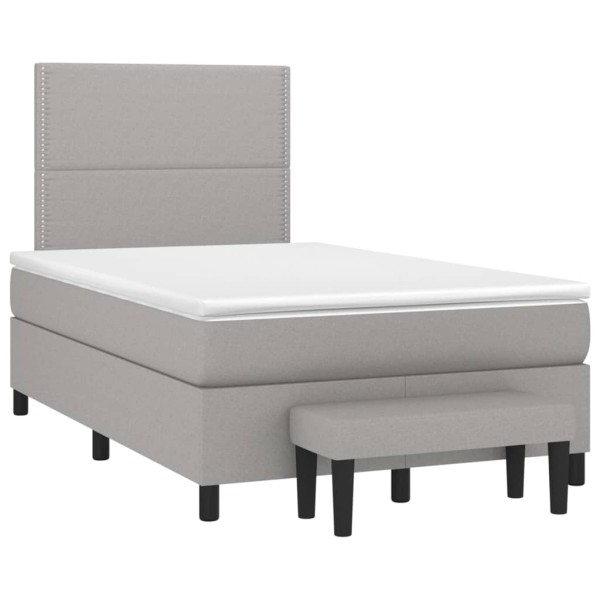 Cama box spring con colchón tela gris claro 120x200 cm