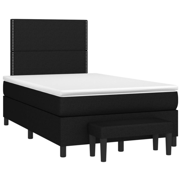 Cama box spring con colchón tela negro 120x200 cm