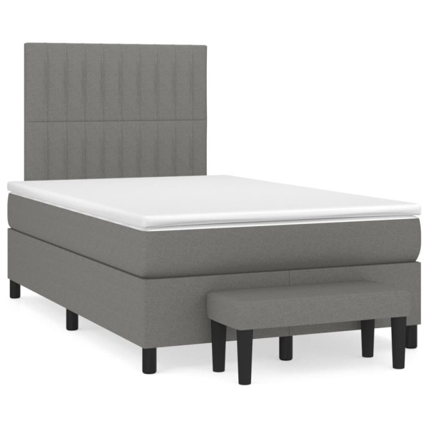 Cama box spring con colchón tela gris oscuro 120x200 cm