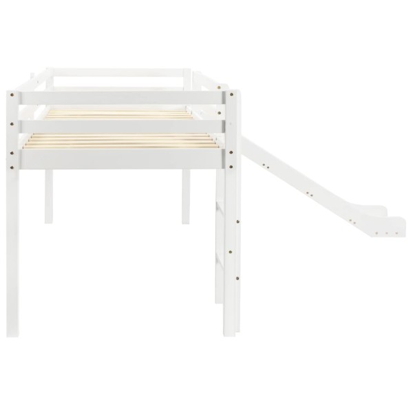 Cama alta para niños tobogán y escalera madera pino 97x208 cm