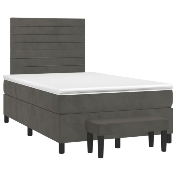 Cama box spring con colchón terciopelo gris oscuro 120x200 cm