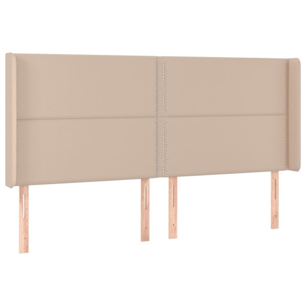 Cama box spring colchón LED cuero sintético capuchino 160x200cm