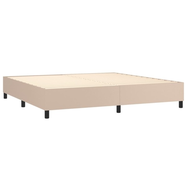 Cama box spring colchón LED cuero sintético capuchino 200x200cm