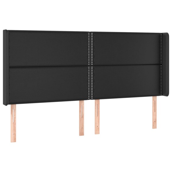 Cama box spring colchón y LED cuero sintético negro 200x200 cm