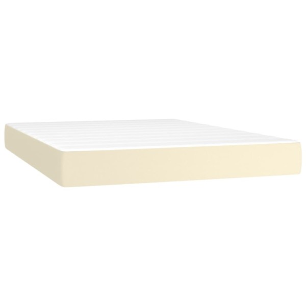 Cama box spring colchón y LED cuero sintético crema 140x190 cm