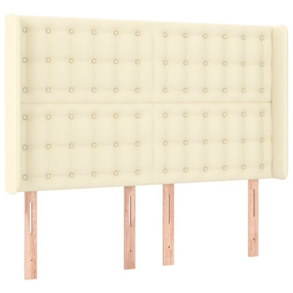 Cama box spring colchón y LED cuero sintético crema 140x190 cm