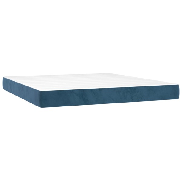 Cama box spring colchón y LED terciopelo azul oscuro 180x200 cm