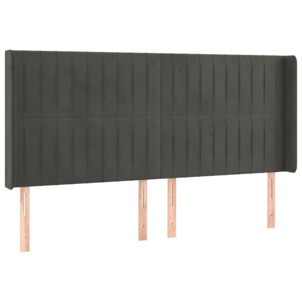 Cama box spring colchón y LED terciopelo gris oscuro 160x200 cm