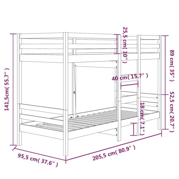 Sofá cama madera maciza de pino marrón miel 90x200 cm