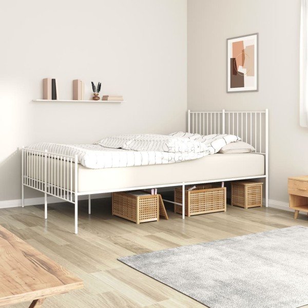 Estructura cama metal con cabecero y estribo blanco 135x190 cm