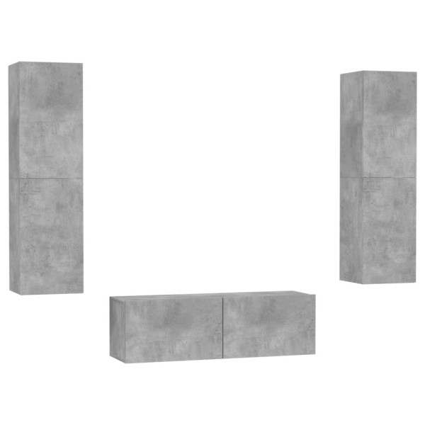 Set de muebles de salón 3 pzas madera ingeniería gris hormigón