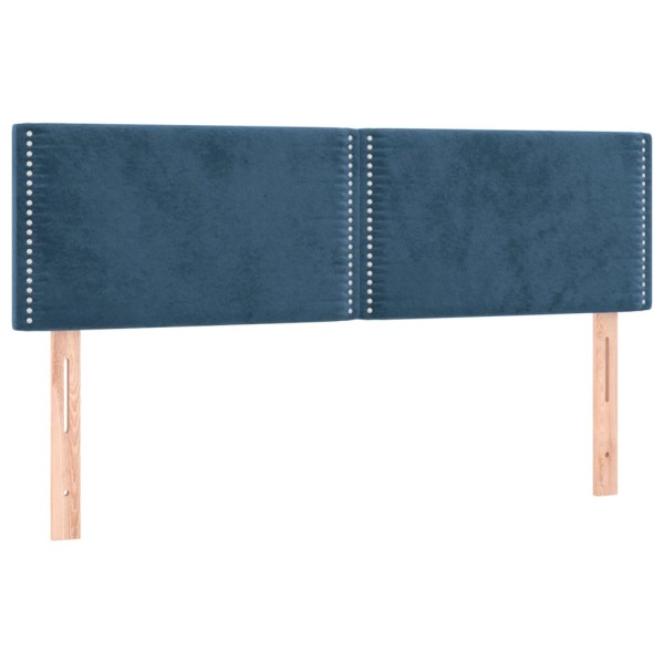 Cama box spring con colchón terciopelo azul oscuro 140x190 cm