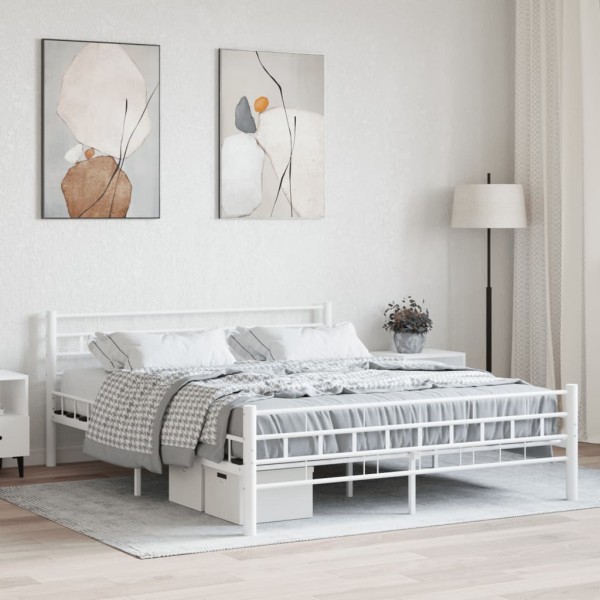 Estructura de cama de metal blanca 160x200 cm