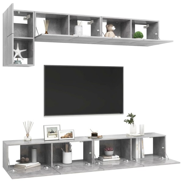 Set de muebles de salón 5 pzas madera ingeniería gris hormigón