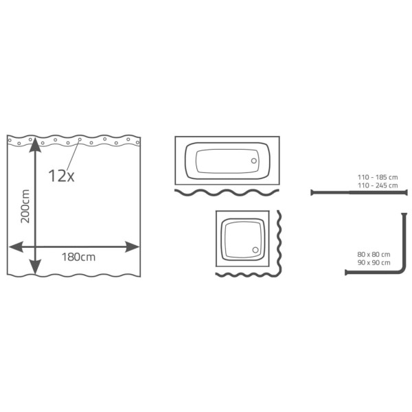 RIDDER Cortina de ducha Textile hierba