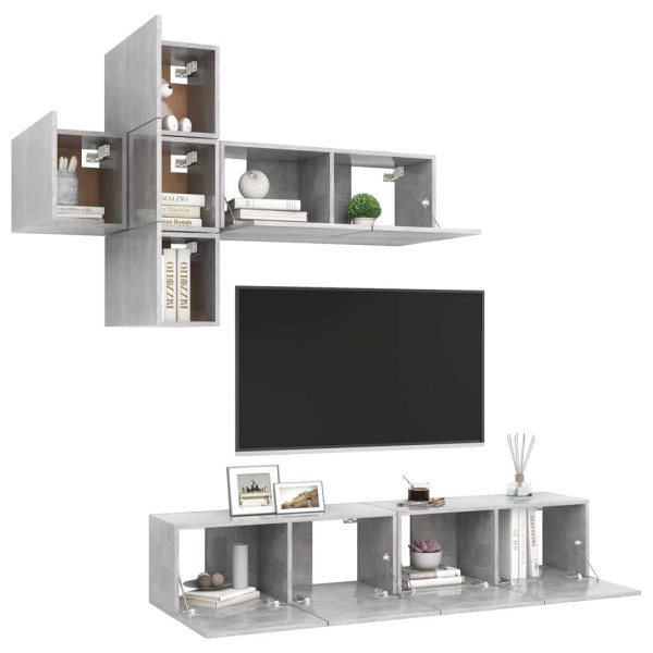 Set de muebles de salón 7 pzas madera ingeniería gris hormigón