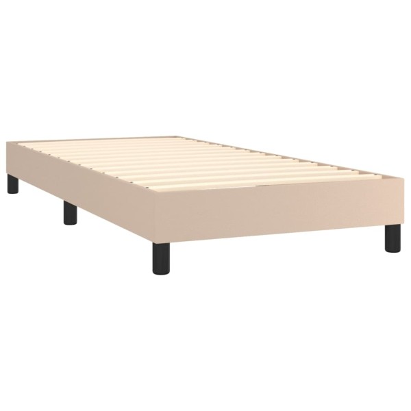 Cama box spring con colchón cuero sintético capuchino 90x200 cm