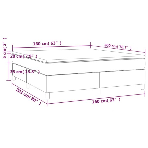 Cama box spring con colchón tela color crema 160x200 cm