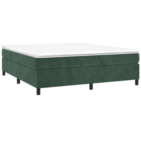 Cama box spring con colchón terciopelo verde oscuro 180x200 cm