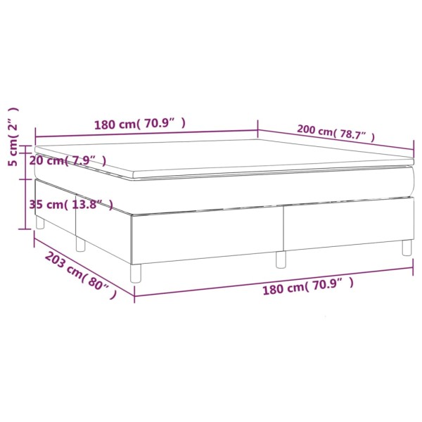 Cama box spring con colchón terciopelo verde oscuro 180x200 cm