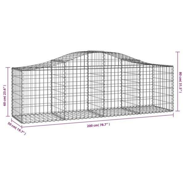 Cestas de gaviones 10 uds forma de arco hierro 200x50x60/80 cm