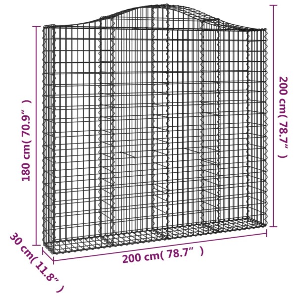 Cestas de gaviones 4 uds forma de arco hierro 200x30x180/200 cm