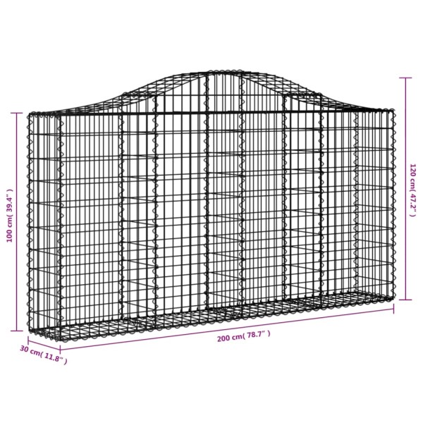 Cestas gaviones 20 uds forma de arco hierro 200x30x100/120 cm