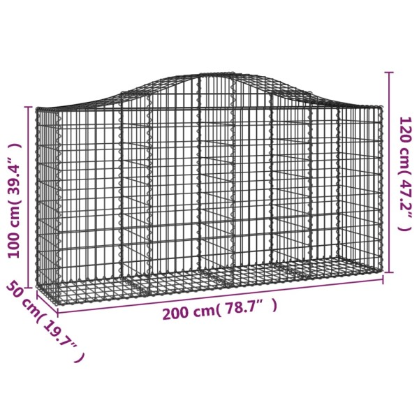 Cestas de gaviones 6 uds forma de arco hierro 200x50x100/120 cm