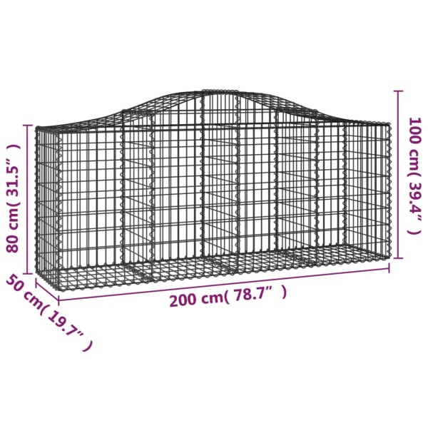 Cestas de gaviones 8 uds forma de arco hierro 200x50x80/100 cm