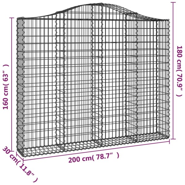 Cestas gaviones 2 uds forma de arco hierro 200x30x160/180 cm