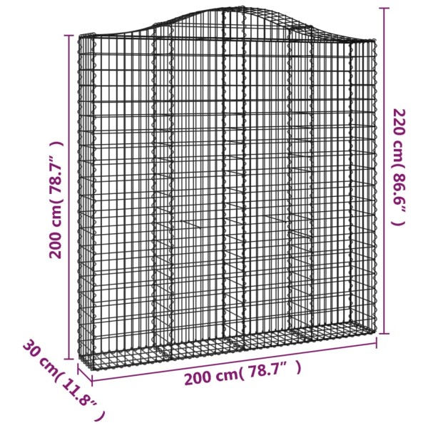 Cestas de gaviones 7 uds forma de arco hierro 200x30x200/220 cm