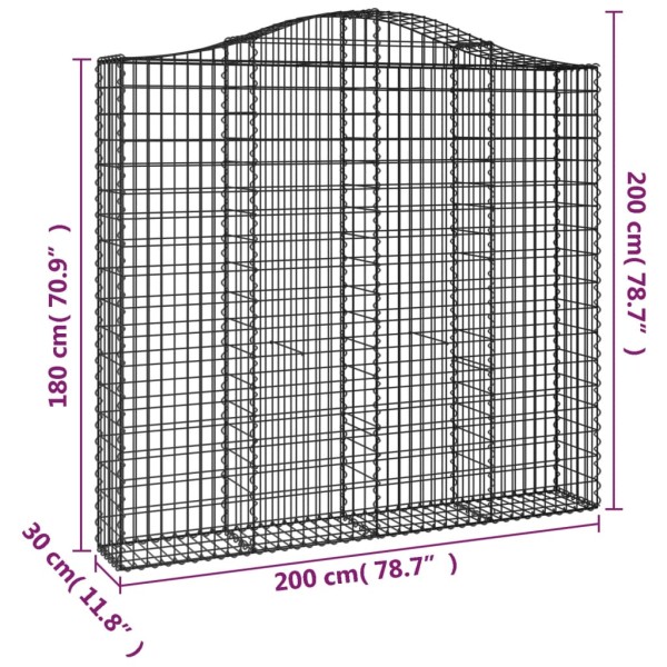 Cestas de gaviones 11 uds forma de arco hierro 200x30x180/200cm