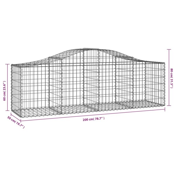 Cestas de gaviones 18 uds forma de arco hierro 200x50x60/80 cm