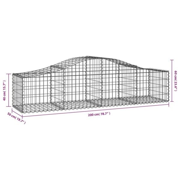 Cestas de gaviones 50 uds forma de arco hierro 200x50x40/60 cm