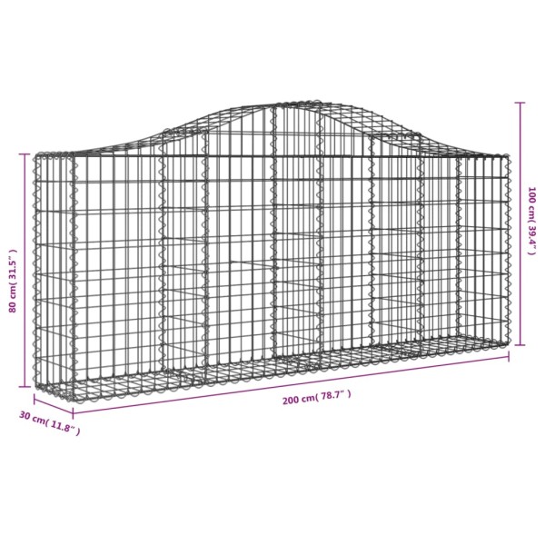 Cestas de gaviones 11 uds forma de arco hierro 200x30x80/100 cm