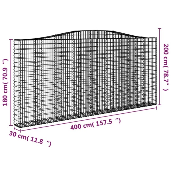 Cestas de gaviones 15 uds forma de arco hierro 400x30x180/200cm