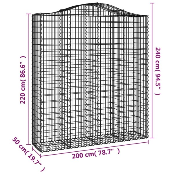 Cestas de gaviones 12 uds forma de arco hierro 200x50x220/240cm