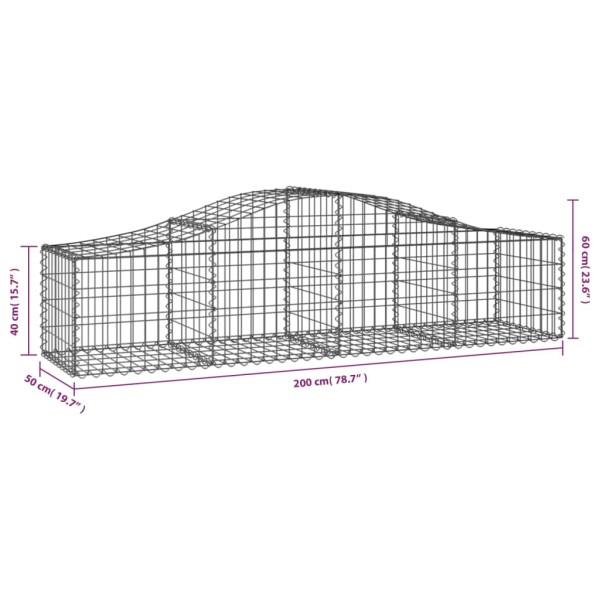 Cestas de gaviones 30 uds forma de arco hierro 200x50x40/60 cm