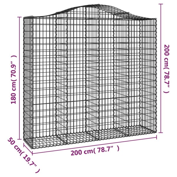 Cestas de gaviones 7 uds forma de arco hierro 200x50x180/200 cm