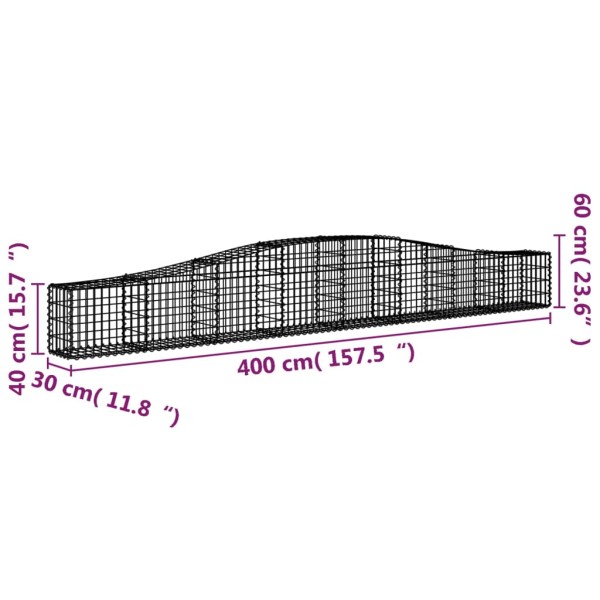 Cestas de gaviones 20 uds forma de arco hierro 400x30x40/60 cm