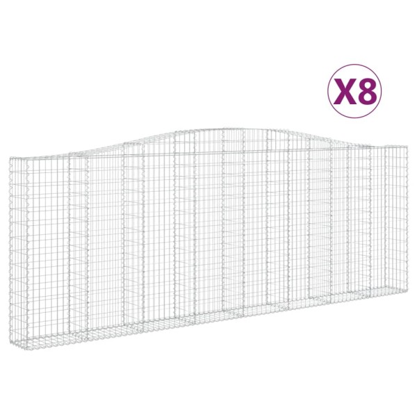 Cestas gaviones 8 uds forma de arco hierro 400x30x140/160 cm