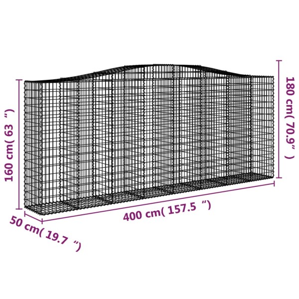 Cestas de gaviones 15 uds forma de arco hierro 400x50x160/180cm